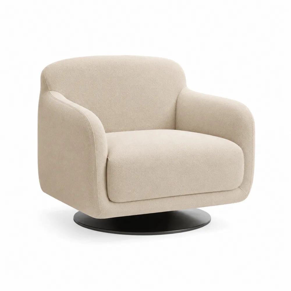 Drehsessel Loungesessel 85x85x75 cm Polyesterbezug Schaumstofffüllung Rundfuß Beige