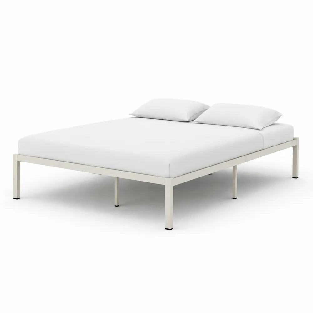 Doppelbett Bettgestell Stahl Metall Rechteckig Weiß 180 x 200 cm