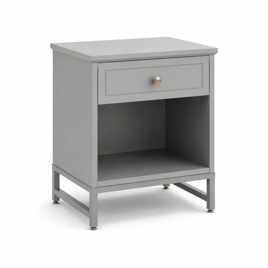 Nachttisch mit Schublade 45x40x60 cm MDF Rechteckig Grau mit Metallgestell