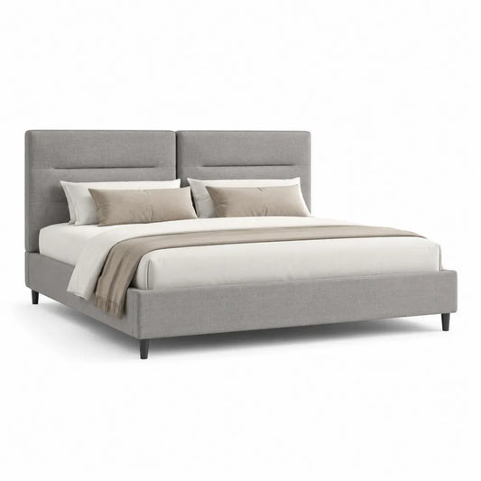 Polsterbett Doppelbett Stoffbezug Grau 180 x 200 cm