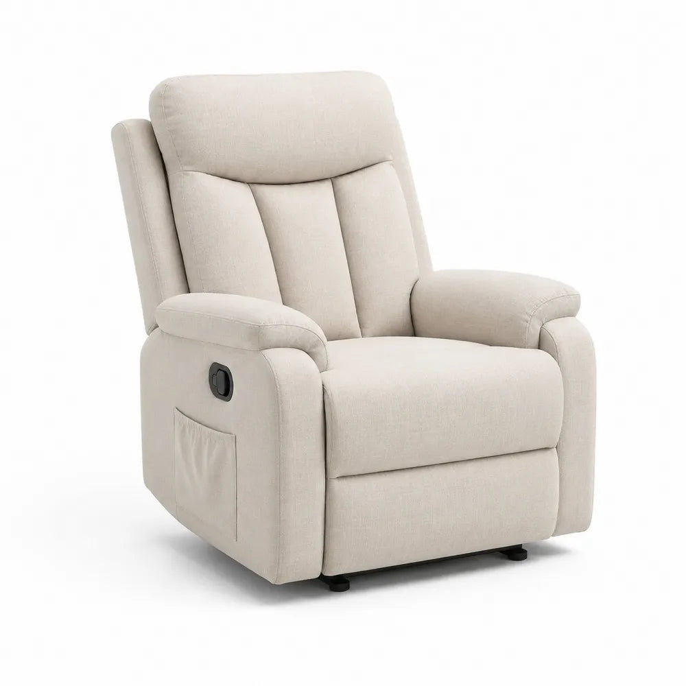 Relaxsessel Fernsehsessel mit Liegefunktion 90x90x105 cm Polyesterbezug Rechteckig Beige