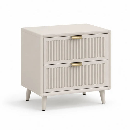 Nachttisch mit 2 Schubladen 60x40x55 cm MDF Metall Rechteckig Beige