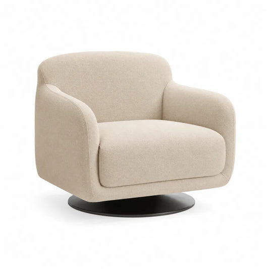 Drehsessel Loungesessel 85x85x75 cm Polyesterbezug Schaumstofffüllung Rundfuß Beige
