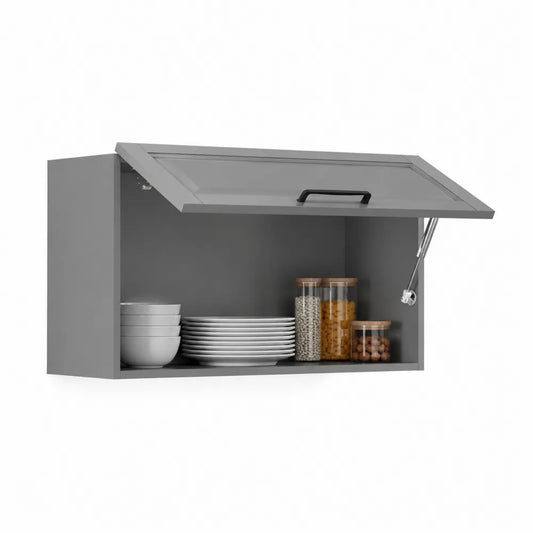 Küchenschrank Hängeschrank MDF Rechteckig Grau mit Klapptür 80 x 35 cm