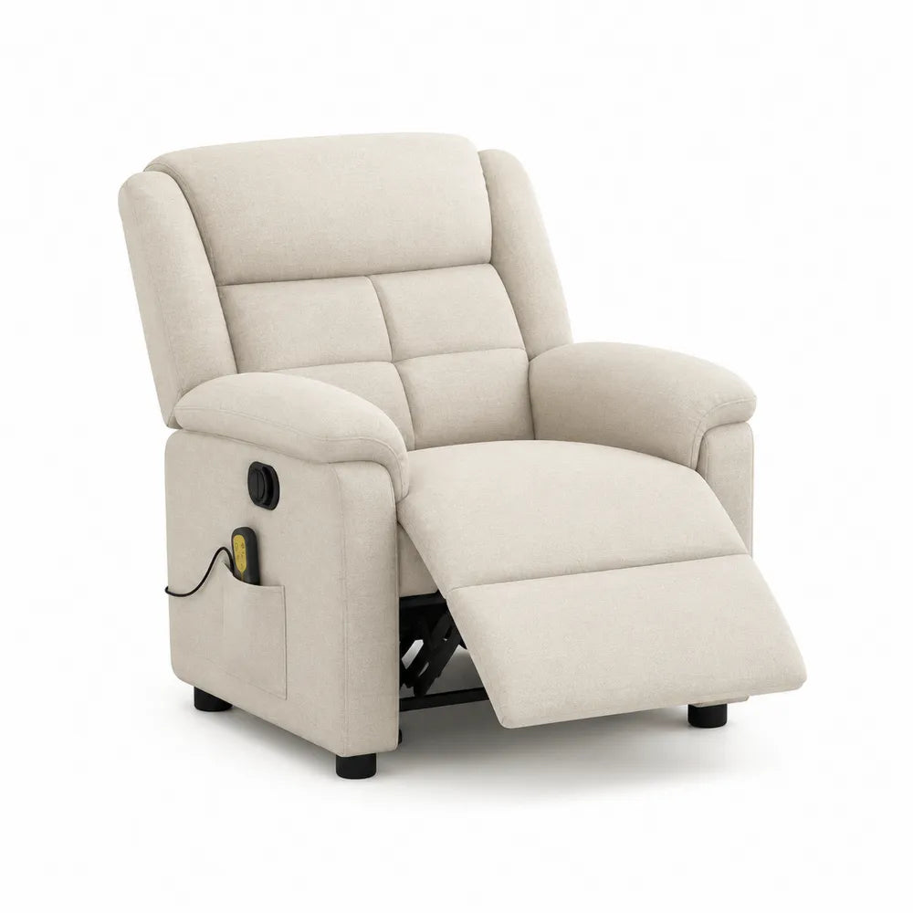 Relaxsessel Fernsehsessel mit Liegefunktion Polyesterbezug Elektrische Verstellung Beige 80 x 90 x 105 cm