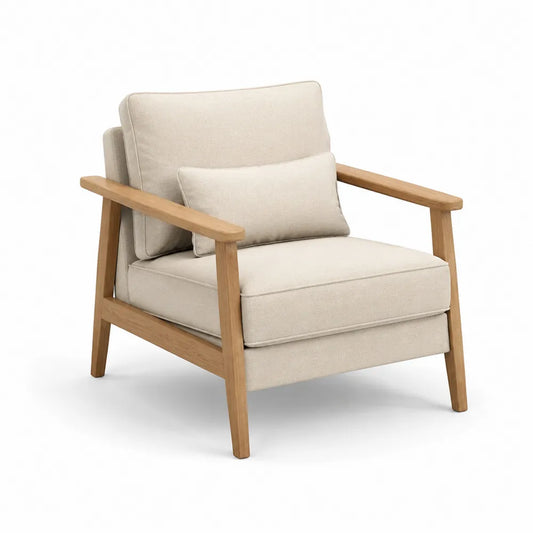 Sessel Polstersessel mit Armlehnen Polyesterbezug Schaumstofffüllung Massivholzrahmen Beige 85 x 80 x 85 cm